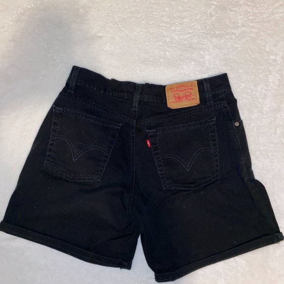Levis Stretch Black Denim Mid Shorts - Picture 2 of 3
